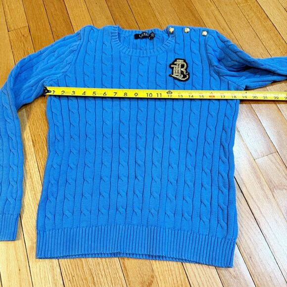 Lauren Ralph Lauren Womens Cable Knit Sweater Size L Preppy Old Money Cotton EUC - Picture 8 of 11